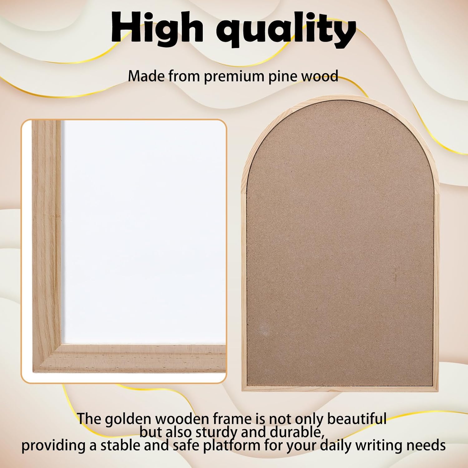 Lincia Dry Erase Board, 36" x 24" Magnetic Erasable Whiteboard, Arched Large Semi-Circular Whiteboard, Gold Rustic Wood Frame, Bohemian Style Design for Home, Classroom, Office, School