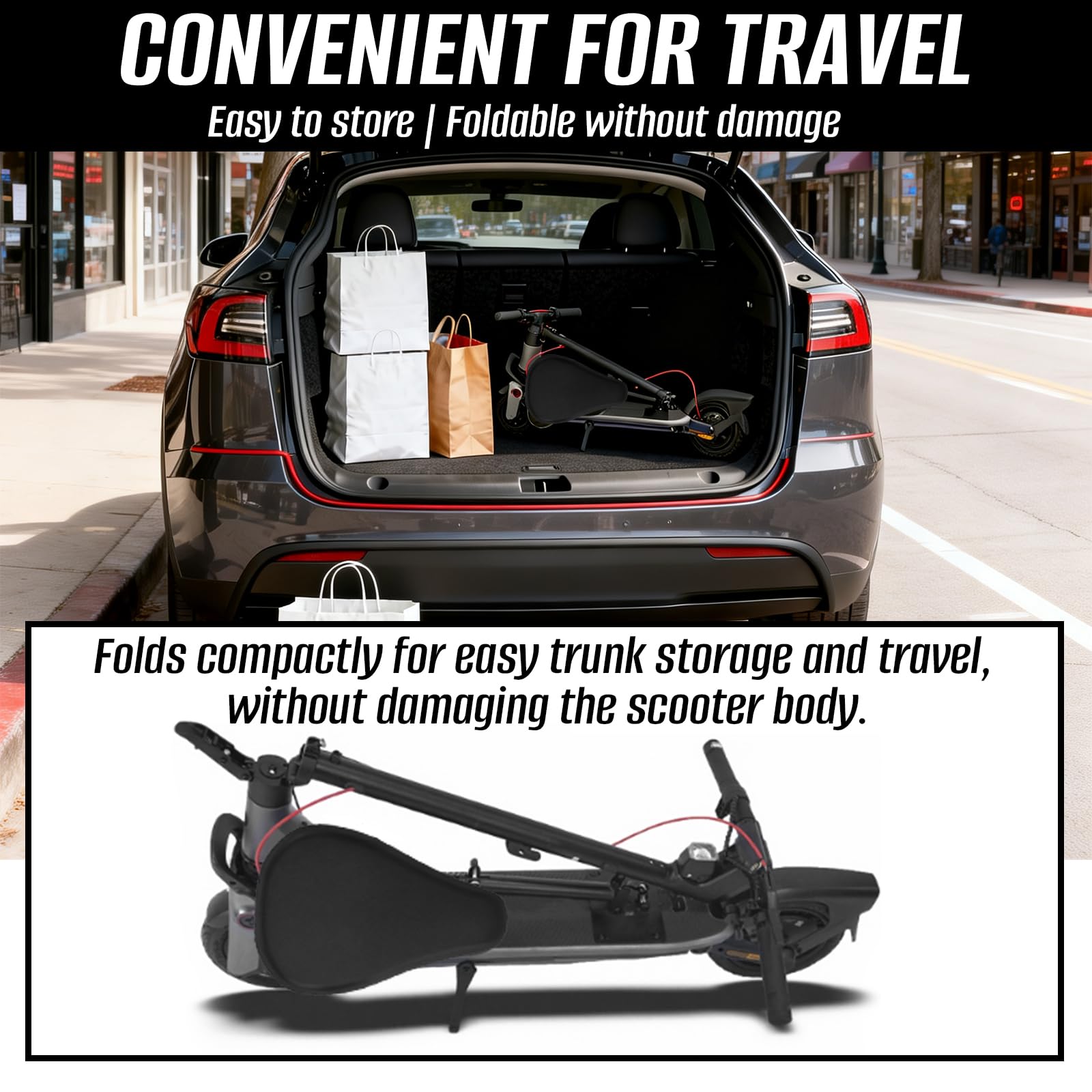 Siège de trottinette électrique, hauteur réglable de 40 à 55 cm, avec coussin d'assise absorbant les chocs et bandoulière portable
