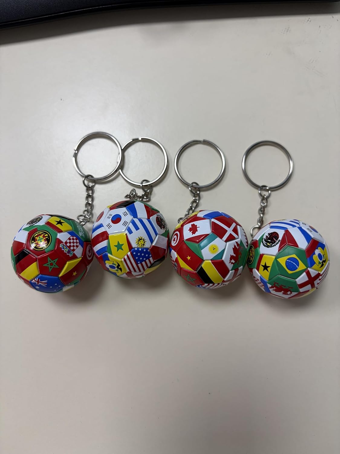 4PCS 2026 Soccer Keychain, National Flag Soccer Ball Key Chain with Metal Ring, Sports Charm for Backpack & Daily Accessories