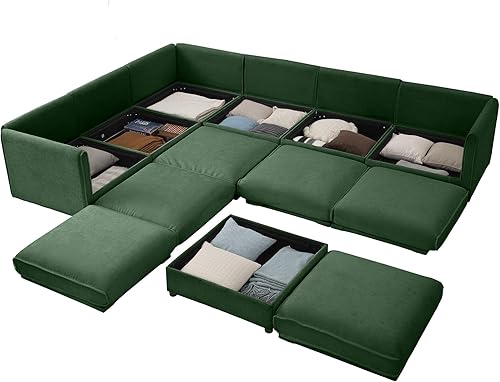 Miniatura 4 de Sofás seccionales grandes para sala de estar, sofá esquinero con sofá modular de felpilla de almacenamiento, respaldo cilíndrico y reposabrazos, 6