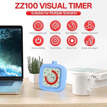 Digital Visual Timer for Kids 12hours Countdown countup Kitchen Timer Student Timer Gym Timer (Black)