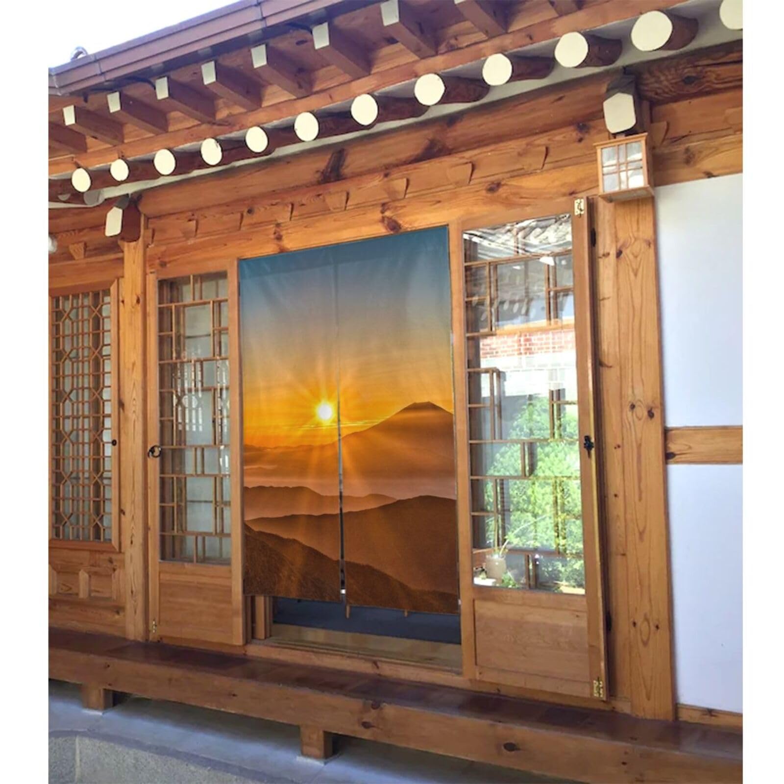 Amazon.co.jp: のれん 朝日 富士山 風景 洗える アニメ 暖簾 和風