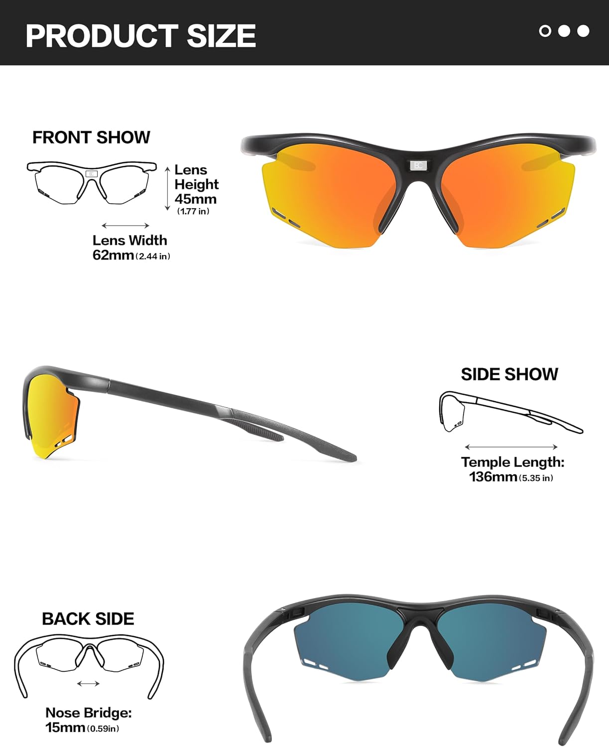 BIRCEN Sport Polarized Sunglasses for Men - Women:UV Protection Shades for Fishing Driving Cycling Running