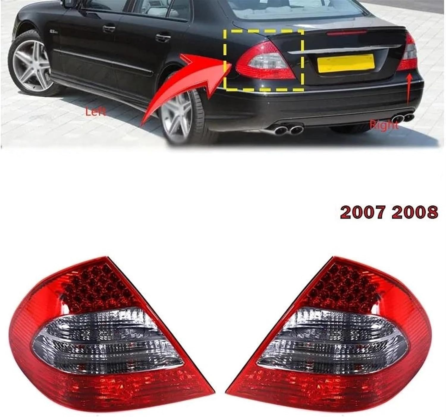 Car Rear Lights Upgrade for Benz E-Class W211 E200 E220 E240 E280 2007 2008 Car Accessories LED Rear Tail Light Turn Signal Lamp Taillight Assembly(with LED,Left)