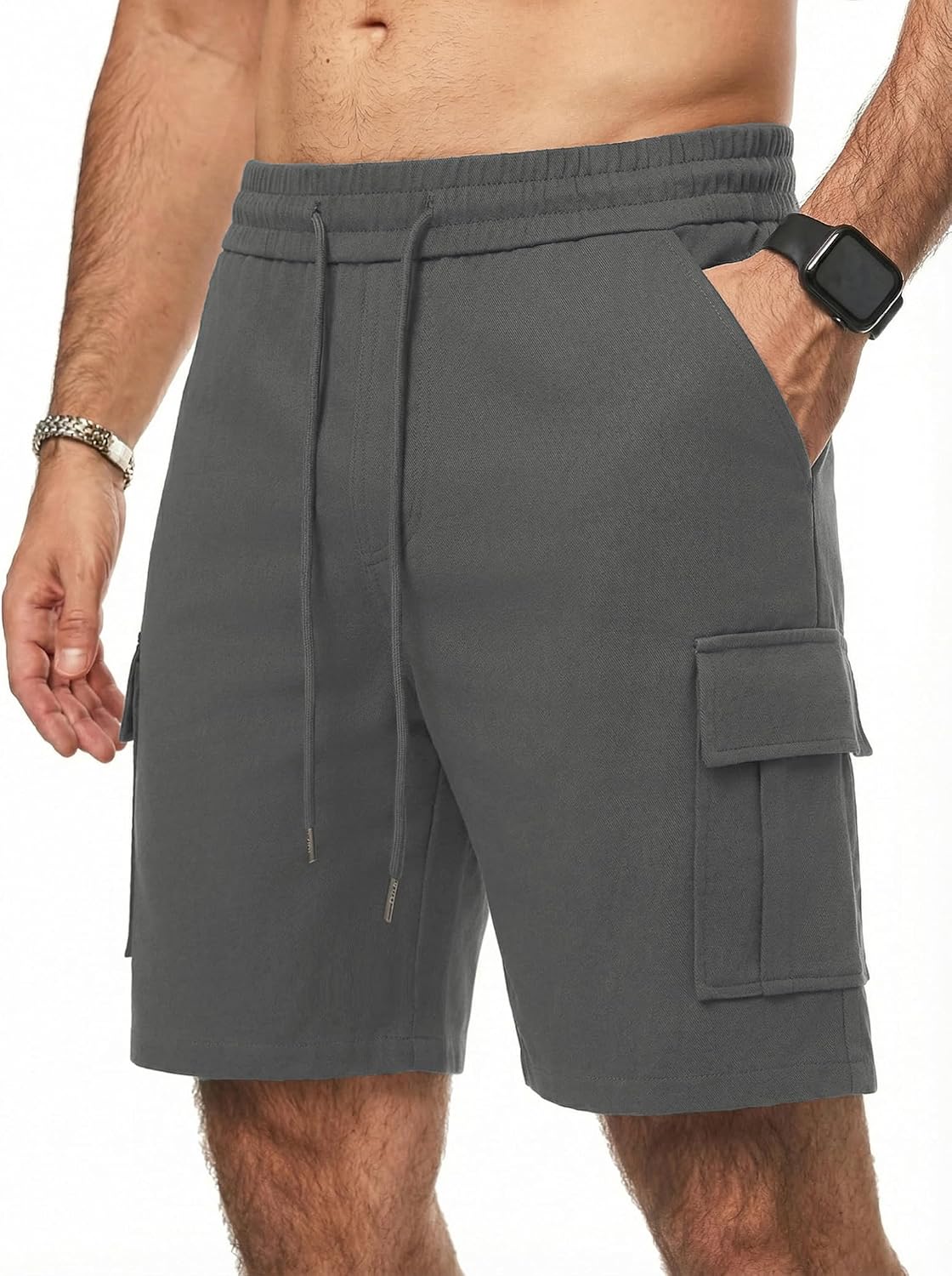 iClosam Pantaloncini Cargo Uomo in Cotone con Vita Elasticizzata