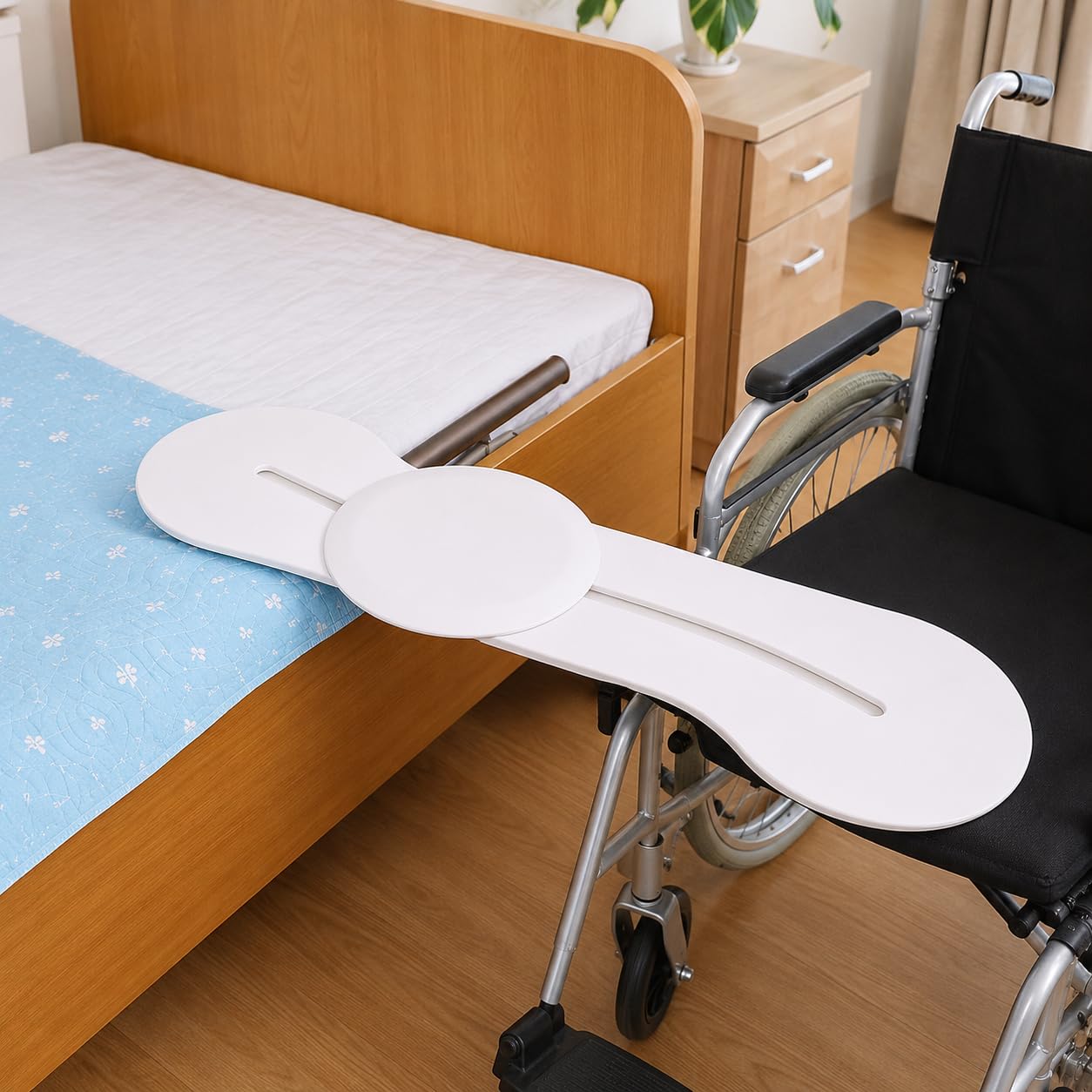 Tavola di trasferimento paziente curva per sedia a rotelle, letto, WC e auto