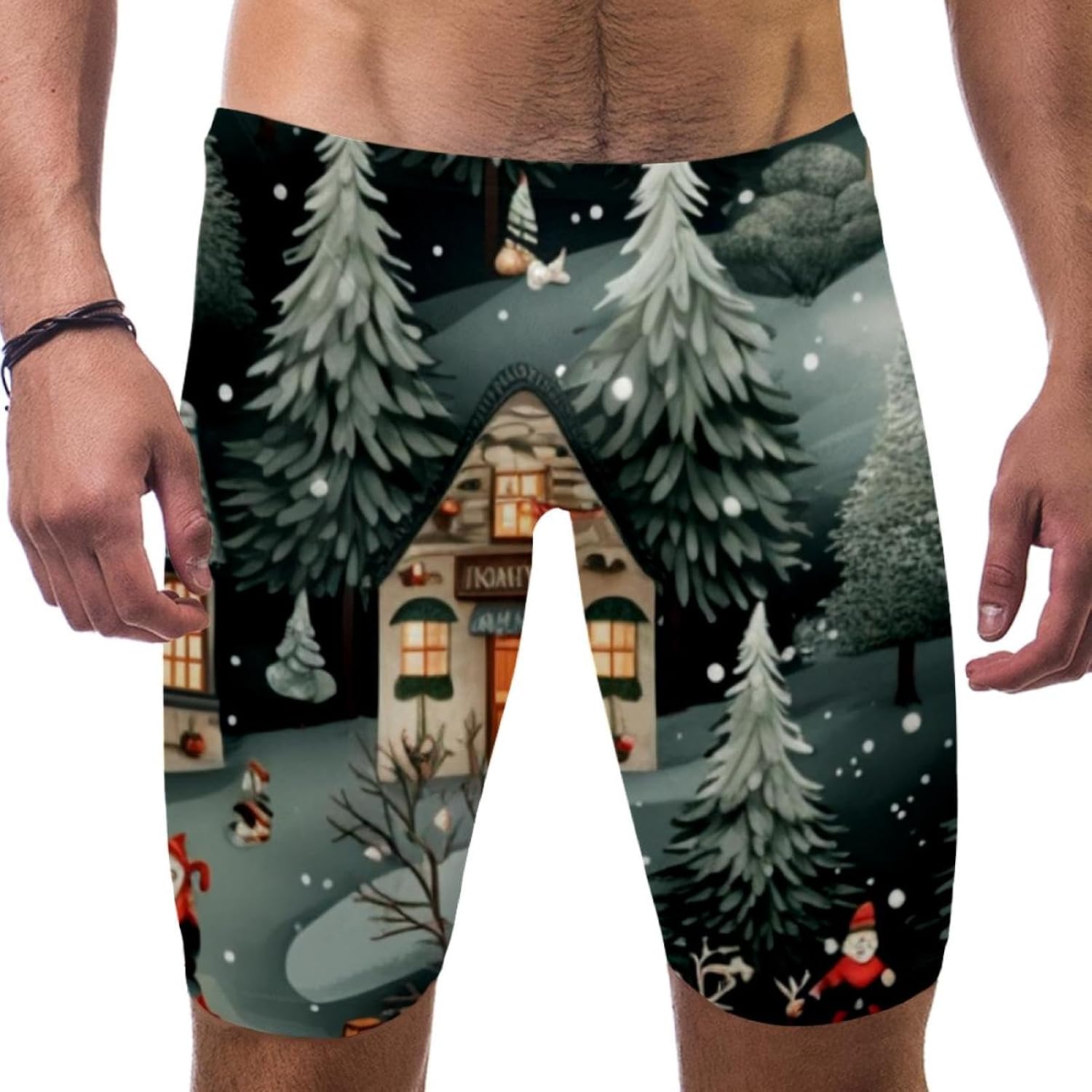 Christmas Trees Boys' Swim Jammers Youth Competitive Swim Team Suit Quick Dry Athletic Swimming Shorts