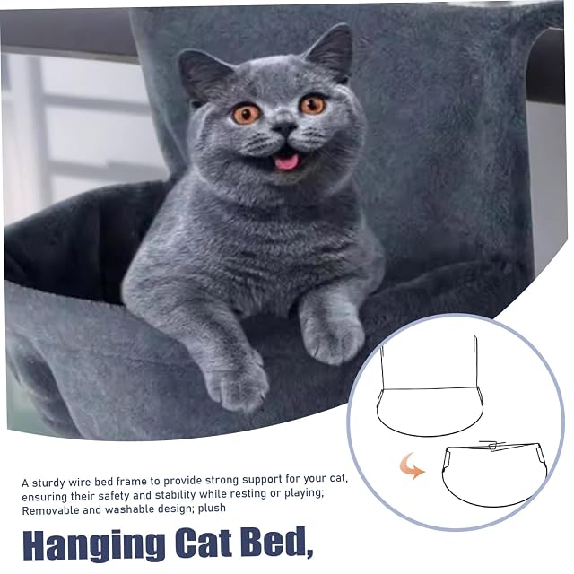 Foto 5 de 5 de Nuiorfty Cama Colgante para Gatos Cama Hamaca para Gatos de Felpa Lavable Extraíble Suave y Cálida…