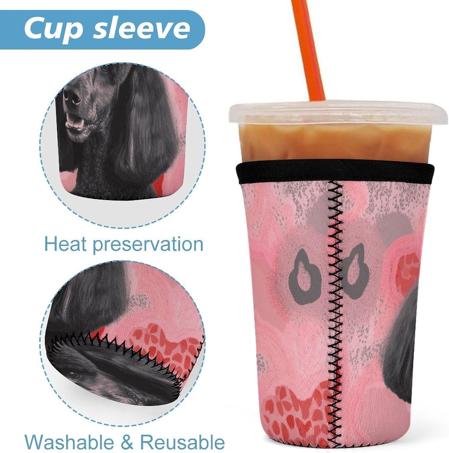 3 Pack Neoprene Cup Sleeves, Stretchy Reusable Drink Cup Cover Universal