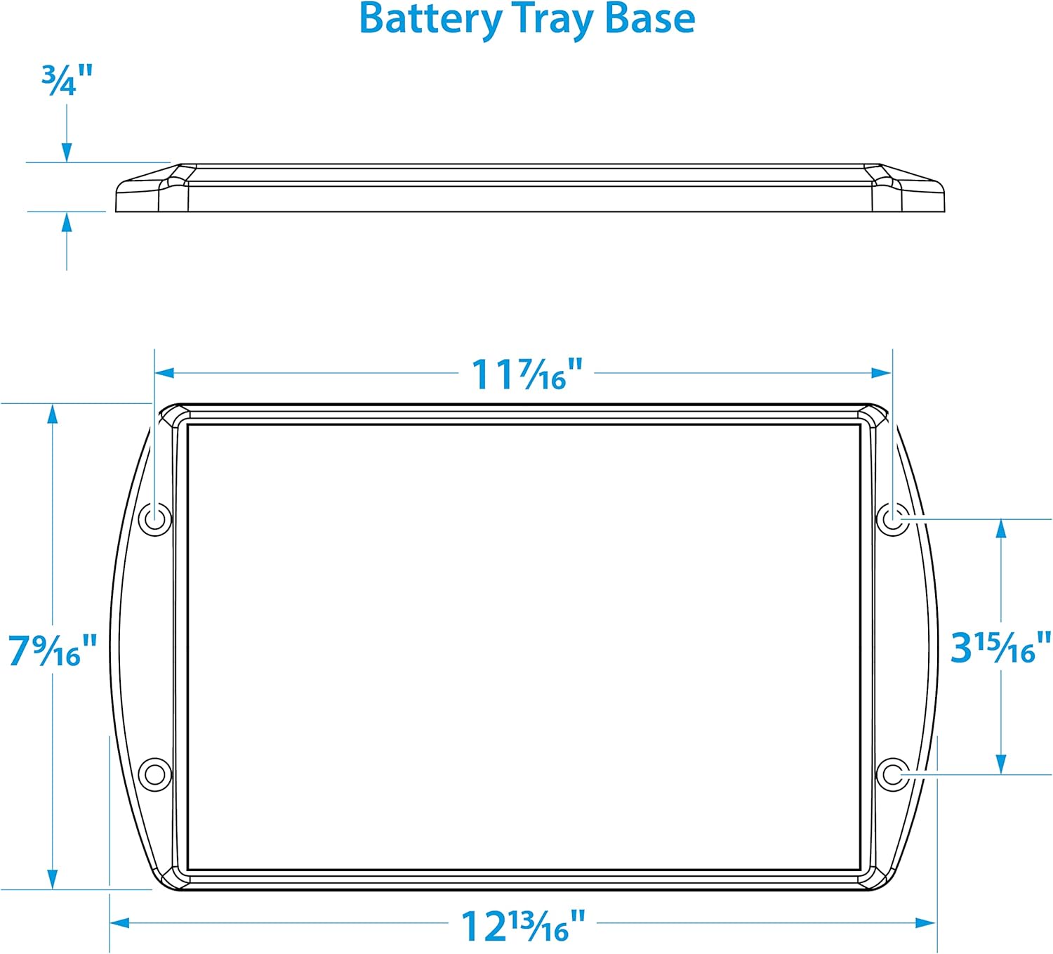Seachoice USCG-Approved Premium Marine Hold-Down Battery Tray, Black