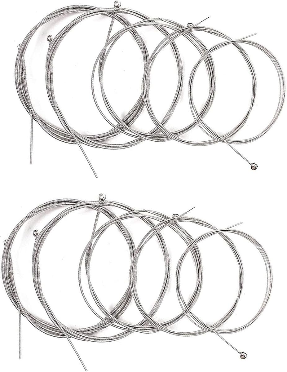 Juego de 2 paquetes de 5 cuerdas para bajo, cuerdas de guitarra de acero niquelado con extremos de bola pequeños, bajo 5 cuerdas compatibles con accesorios de repuesto para guitarra eléctrica acústica