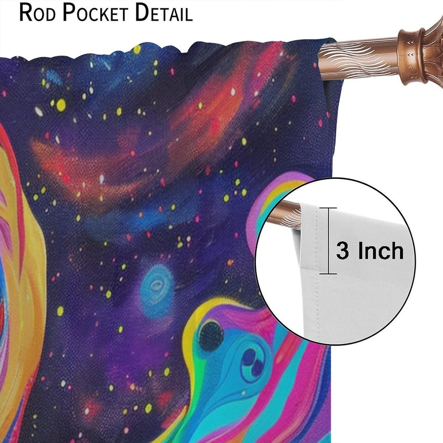 Neon Forest Mountain Blackout Curtains for Bedroom Living Room, Abstract Swirl Colorful Star Moon Thermal Insulated Curtains Rod Pocket Window Drapes, 2 Panels/Each 21" W x 45" L