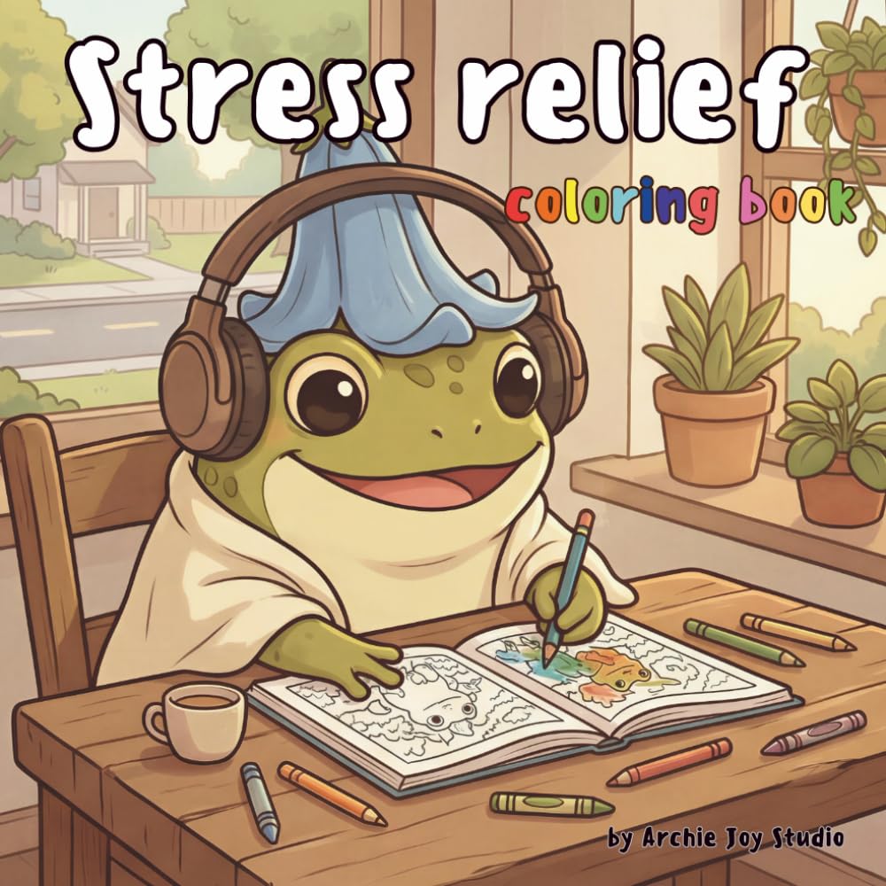 Stress Relief Coloring Book: Bold and Easy Cozy Designs for Relaxation | Cute Animals, Simple Scenes for Adults, Teens and Kids