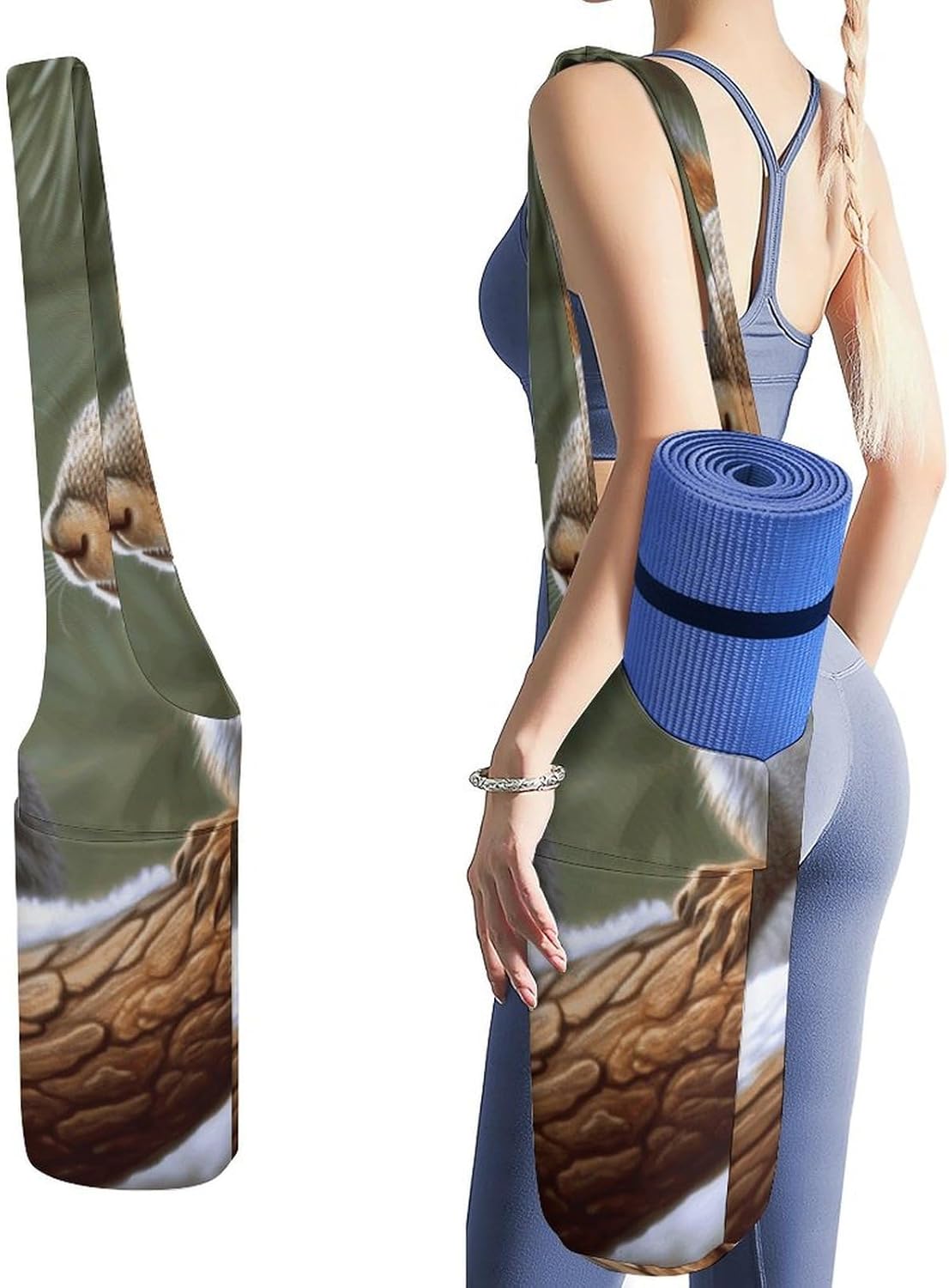 Little Squirrel Yoga Mat Bag Yoga Backpack Multi Pocket Exercise Yoga Mat Carrier Multi-Functional Storage Bag for Pilates Beach Travel And Everyday Use