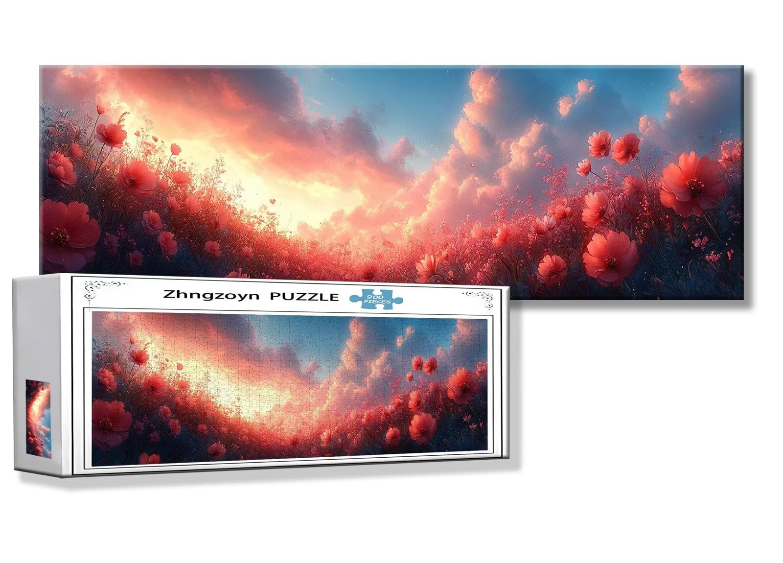 Puzzle Fleur 900 Pieces Paysage Puzzle Adultes 87 x 34 cm DIY Difficile Classiques Jigsaw Panoramique, Adulte Jeu éducatif, 2025 Bois Jigsaw Art Impossible Famille Challenge, Cadeau pour Femme K-9