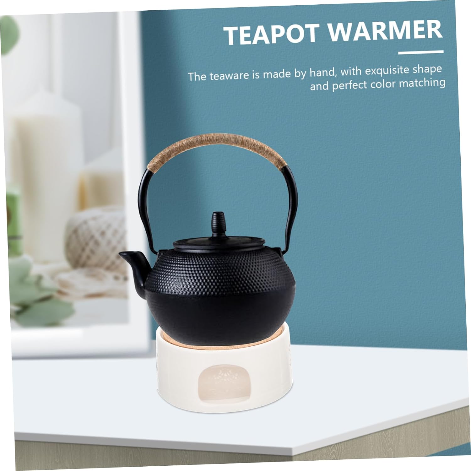 BESTOYARD Teapot Warmer Ceramic Tea Candle Holder Tea Pot Heating Base Pedestal for Living Room
