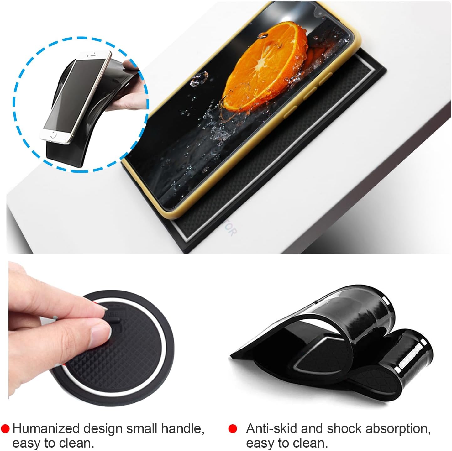 LFOTPP Car Non-Slip Interior Door Gate Slot Mats for 2022 2023 2024 2025 Kia Carnival KA4 Cup Holder Pads Groove Mat Cushions Rubber Mat