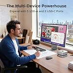 UGREEN Mac mini M4 Dock & Tenez-vous avec NVMe SSD Fente de fermeture, station d'arrimage avec 3*USB A 3.2, 2*USB A 3.0, 2*USB C 3.2 10Gbps, SD/TF 170MB/s, USB C Hub Compatible avec Mac mini M4 Pro