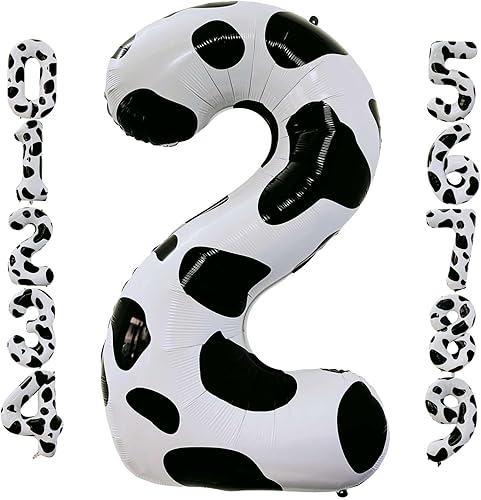 Globo de 40 pulgadas con estampado de vaca número 2, tamaño grande, papel de aluminio de Mylar con estampado de helio, vaca, globos para granja,