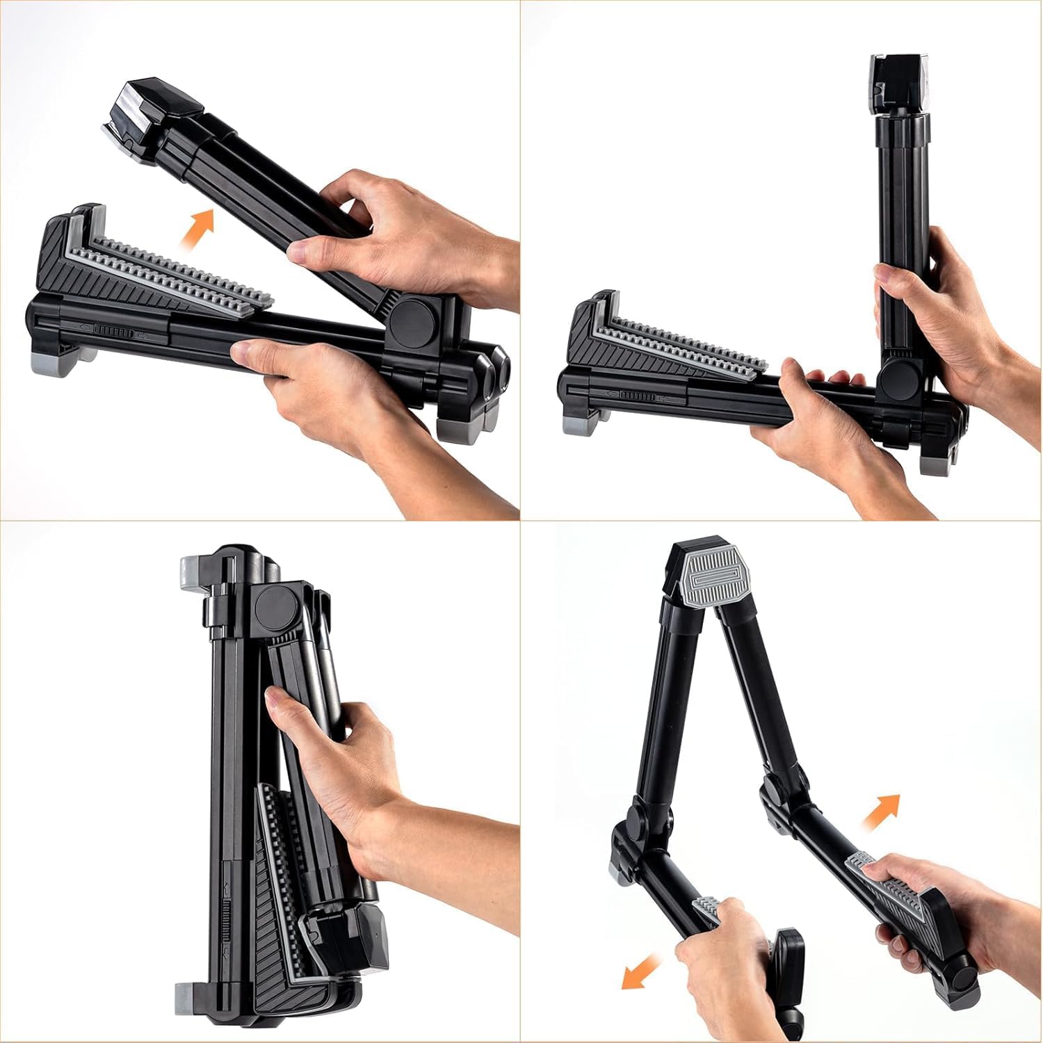 Stallion SL101 Aluminium Guitar Stand - Foldable, Adjustable for All Types of Guitars, Basses, Ukuleles and Violins, Banjo (Black)