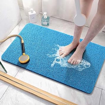 Bingobang Bath Mats Non Slip,Shower Mat Rubber 60x40cm,Extra Soft Anti-Mould, Machine-Washable,For Bathroom Floor,BathtubBlue