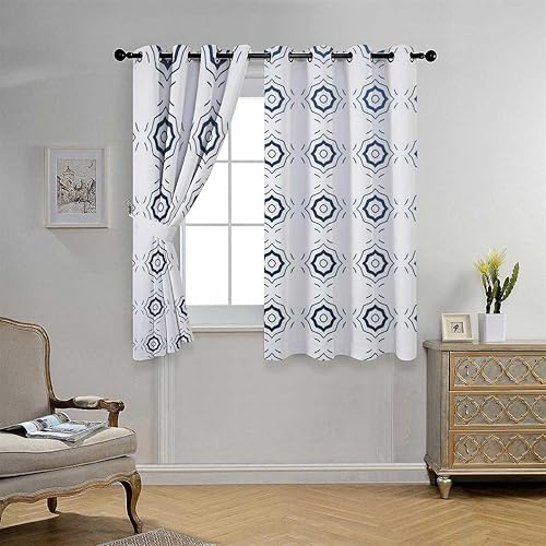 Curtains for Living Room 2 Panels Set Light Color Geometry Lattice Line Modern Curtain for Doorway Cortinas para Ventanas De Cuarto 72Inch Width by