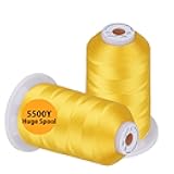 Simthread Embroidery Thread 5500 Yards Yellow 205, 2 Huge Spools 40wt Polyester for Brother, Babylock, Janome, Singer, Pfaff, Husqvarna, Bernina Machine