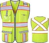 Vista 15 de Chaleco de seguridad clase 2 con cremallera frontal y múltiples bolsillos, chaleco de alta visibilidad, cumple con las normas ANSI/ISEA