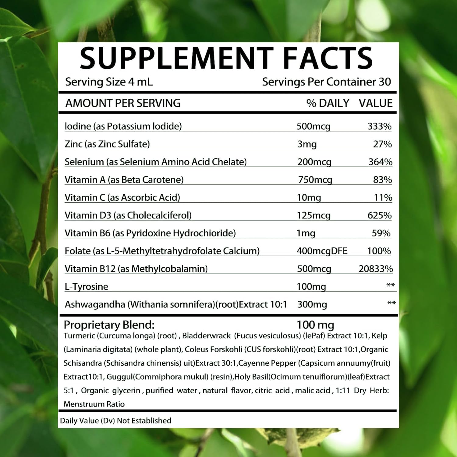 Kindled Thyroid Support Drops | Selenium Zinc Iodine L-Tyrosine Ashwagandha Liquid Drops, Thyroid Bloom Support | Body Balance & Support - 4 FL.OZ (1)