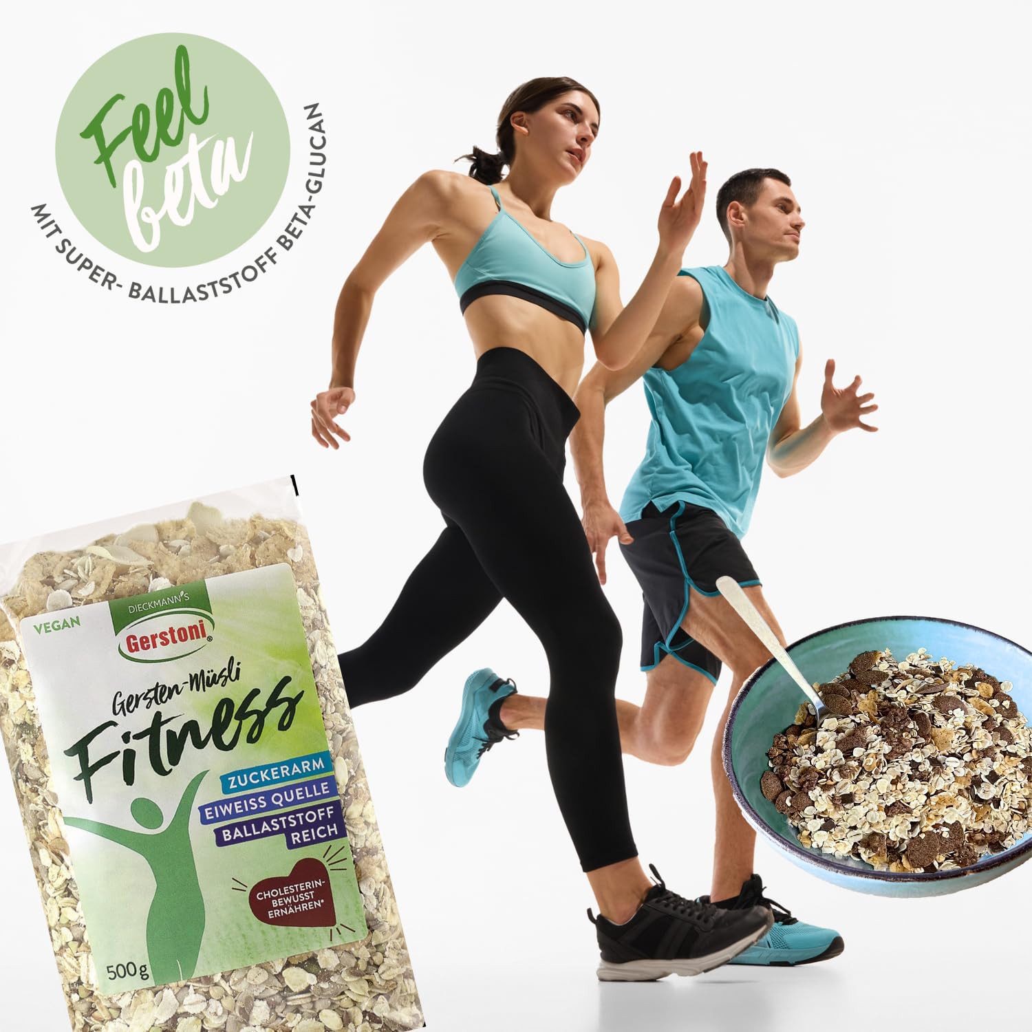 Gerstoni Gersten-Müsli Fitness (18x500g), ZUCKERARM, EIWEISSQUELLE, BALLASTSTOFFREICH mit pflanzlichem Beta-Glucan