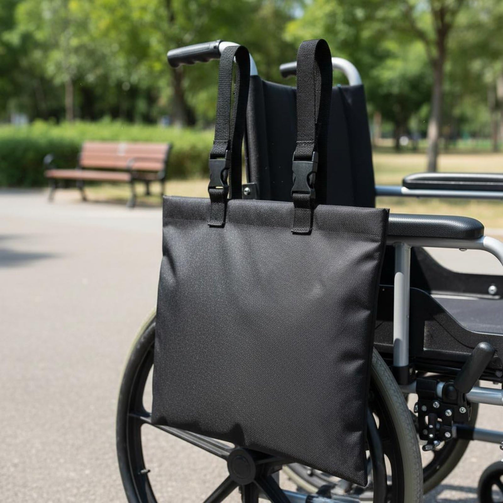 Copertura Sacca Catetere per Sedia a Rotelle Borsa Custodia Protezione Impermeabile Rivestimento Contenitore con Cinghie Regolabili in Tessuto Oxford, Nero 210D, Nero 210D