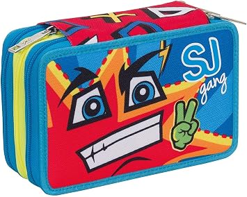 Estuche 3 Cremalleras , Sj Gang Gang Boy , Azul Rojo , Pisos con Contenido:  Lápices, Rotuladores  : Amazon.es: Oficina y papelería