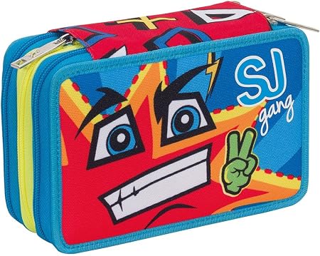 Astuccio 3 Zip, SJ Gang, Facce da SJ, Blu Rosso, Con materiale scolastico:  18 pennarelli e 18 pastelli Giotto, penna Tratto Cancellik : Amazon.it:  Cancelleria e prodotti per ufficio
