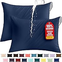 Vista 31 de Utopia Bedding Protector de almohada impermeable, con cremallera, paquete de 2, beige, estándar, funda de almohada a prueba de chinches, de 20 x 26