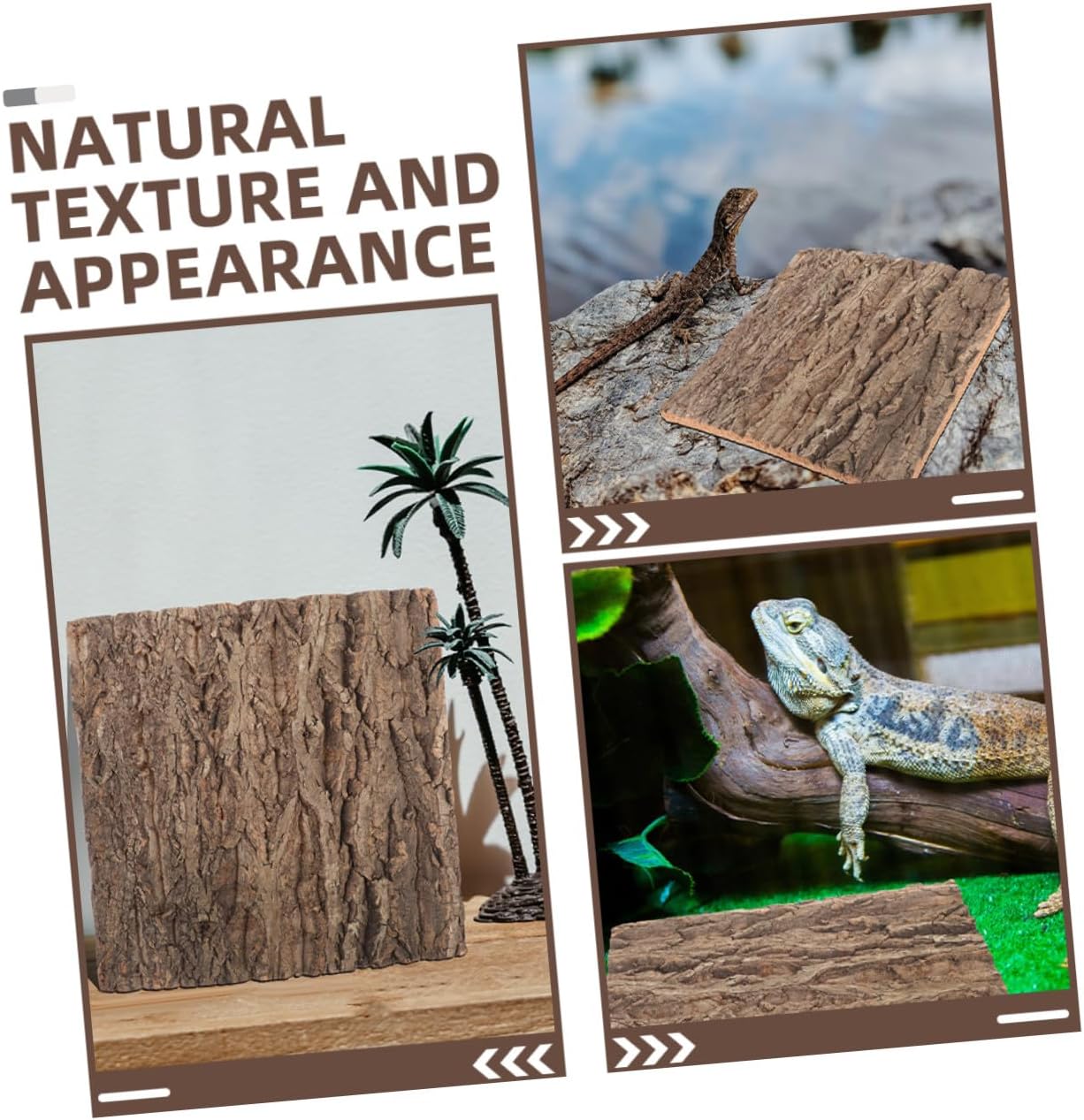 2pcs Natural Cork Bark Background Board Realistic Tree Texture Aquarium Ornament and Reptile Habitat Decor with Green Plant Wall Design for Terrariums Fish Tanks Bearded Dragon