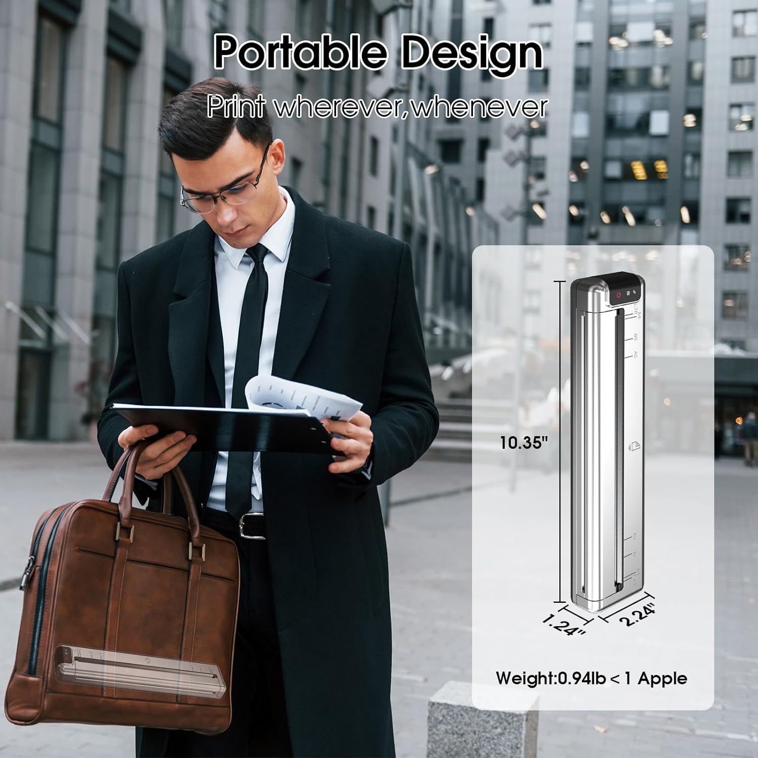 COLORWING Q302 Portable Thermal Printer, inkless Printer for Business Travel with Bluetooth and WiFi Connection, Compatible with Android and iOS Phone & Laptop,300DPI