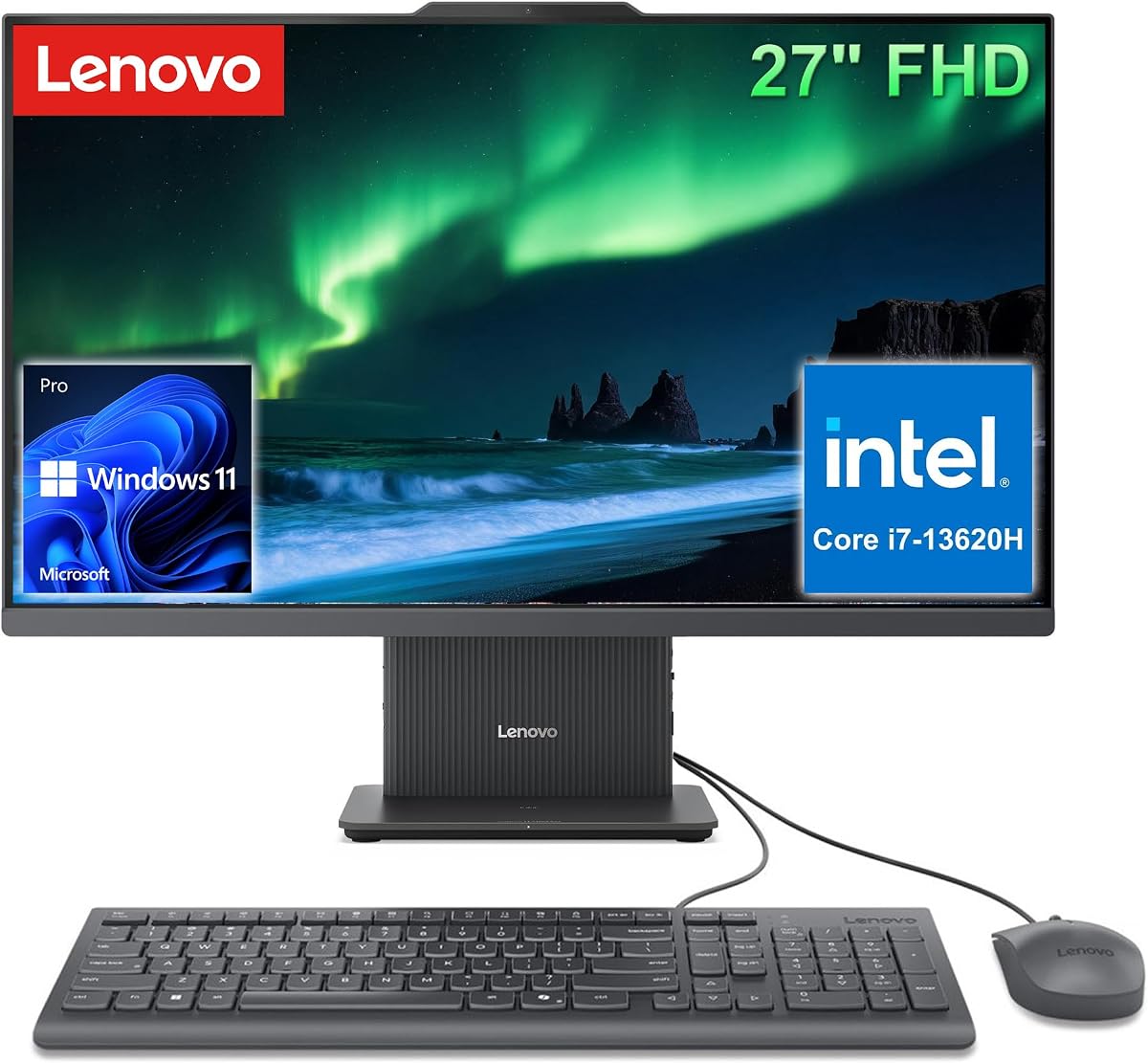 Lenovo IdeaCentre Intel i7-13620H, 16GB DDR5, 512GB SSD, Computadoras de escritorio | Computadora de escritorio todo en uno de 27", idea para negocios, oficina en casa, videoconferencias, navegación web y trabajo diario. Windows 11 Pro