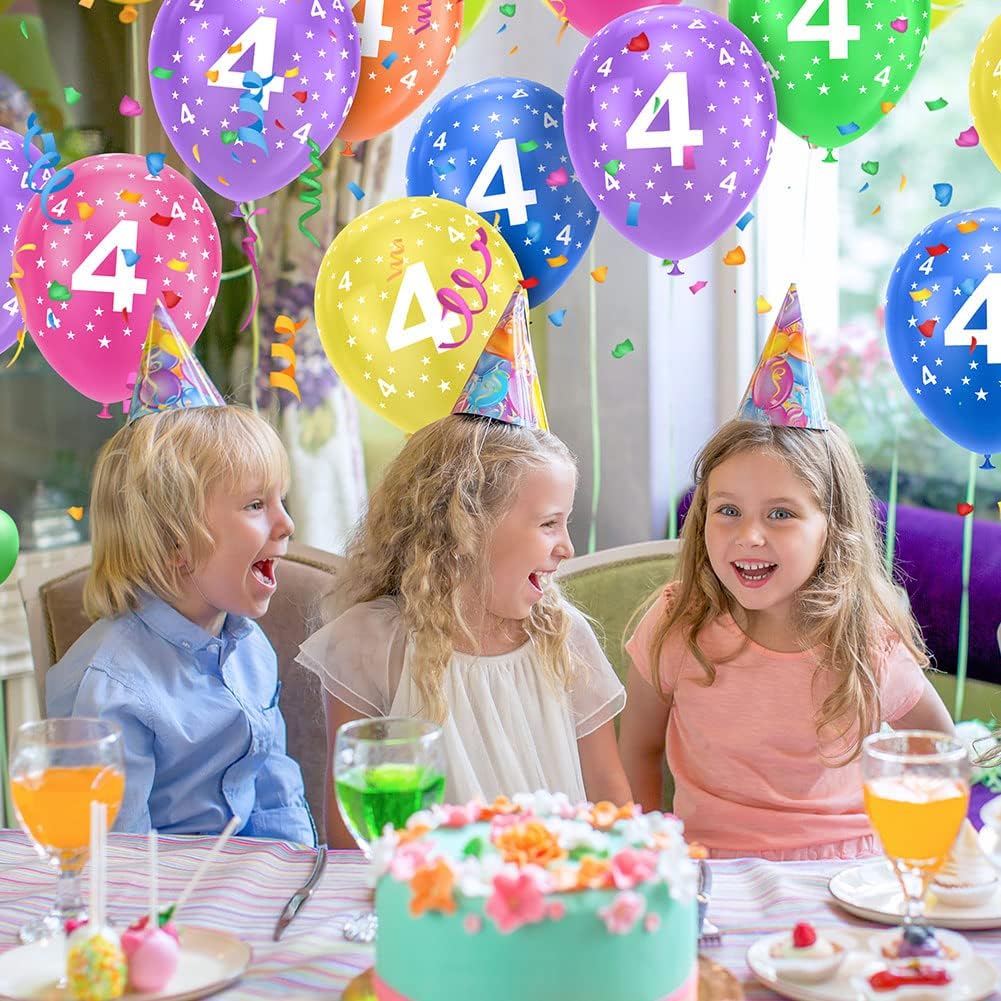 Ainiv 4th Birthday Balloons 18PCS, 12inch Numbers Printed Latex Balloons image 5