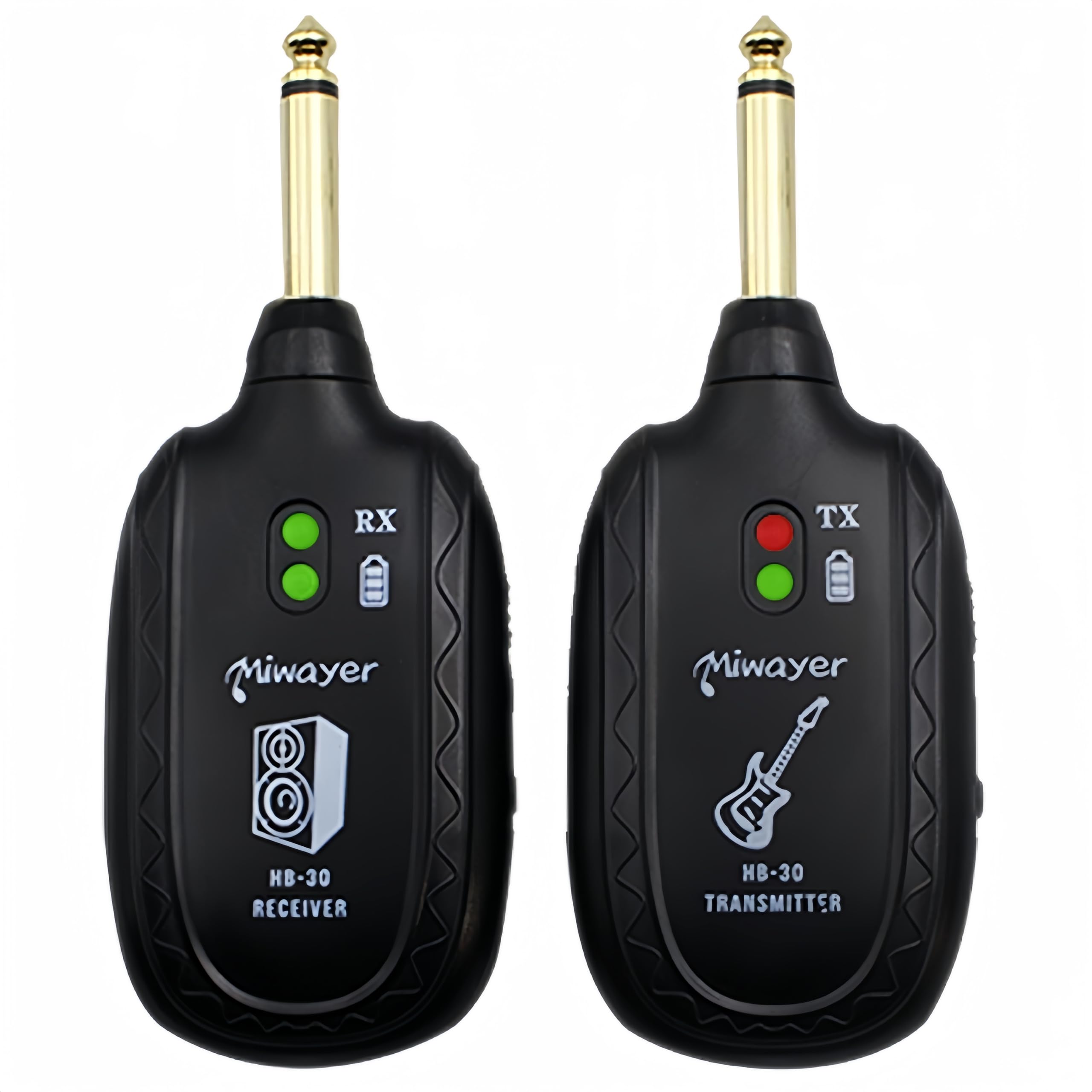 Miwayer Wireless Guitar System UHF Audio Built in Rechargeable Lithium Battery Wireless Guitar Transmitter Receiver System for Electric Guitar Bass Violin Keyboard Accessories (HB-30 Black)-image-32