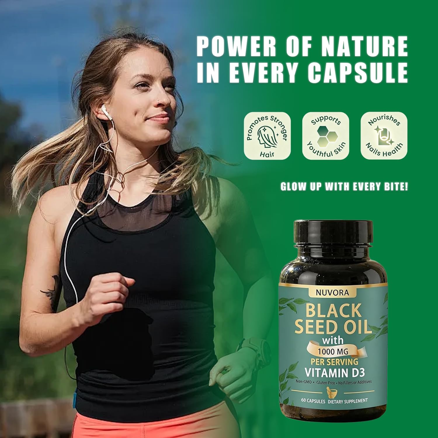 Black Seed Oil - Within, 5% Thymoquinone, Vitamin D3 1000 MG, Turmeric and Black Pepper Extract Supporting Health by Restoring Balance from 60 Capsules