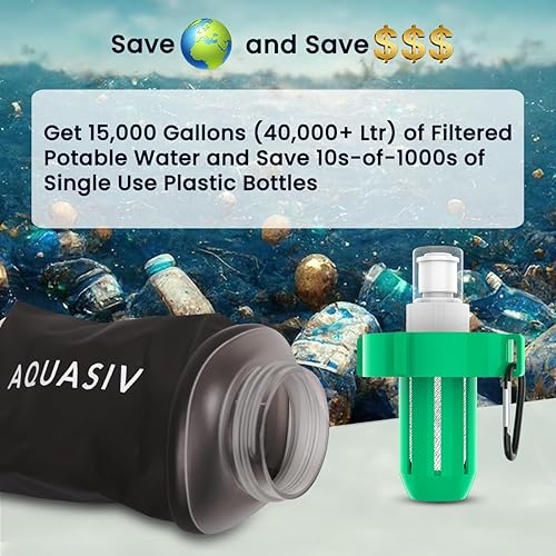 Miniatura 3 de Kit de filtro de agua por gravedad, carbón HFM y prefiltro, bolsa portátil para apretar, camping y senderismo fiables