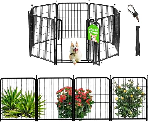 Getlay 48in(H)×27in(L) 7Panels+1 Gate dog crate