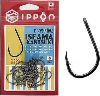 IPPON (一本) カン付伊勢尼 ブラックコート 7号/36本入〜17号/10本入 日本製 釣り針 フック 徳用
