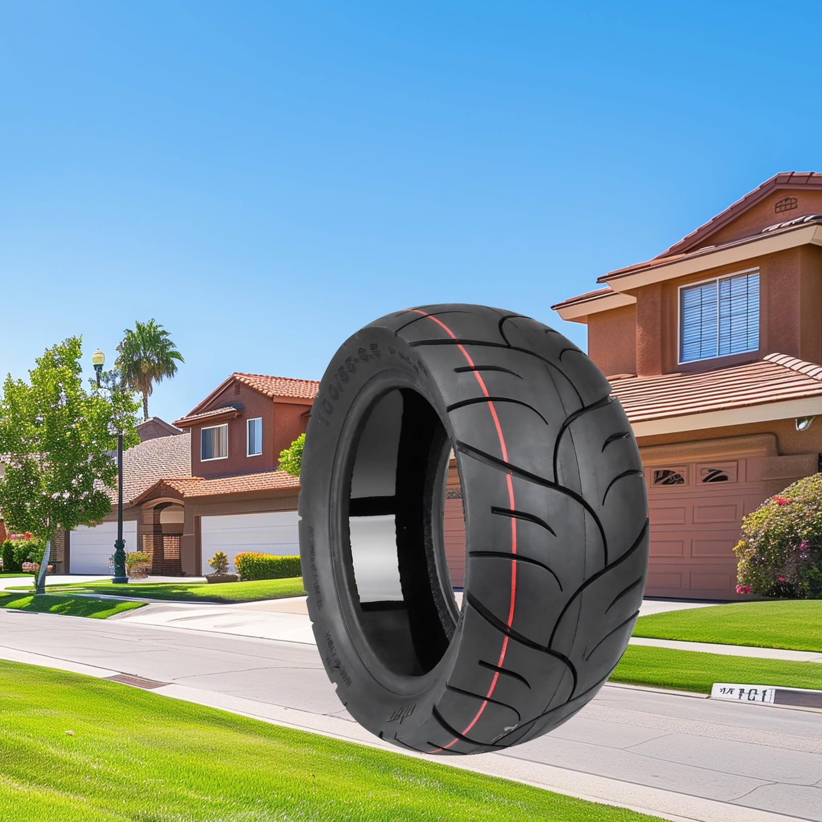 Pneu de route sans chambre à air auto-réparant de 11 pouces - Pneu tubeless 100/55-6.5 avec colle directe intégrée pour scooter Dualtron Ultra 2 Thunder II Kaabo Wolf Warrior