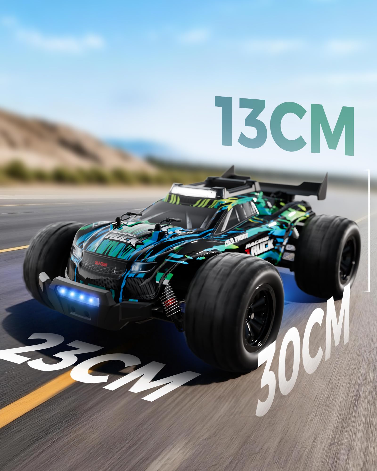 Kiztoys® Voiture Télécommandée, Voiture RC Monster Truck Télécommandée 2,4 GHz 1:16 Proportionnelle 4WD 35+ km/h Tout-Terrain, RC Truggy RTR Tout-Terrain Adapté Aux Adultes gGarçons Filles