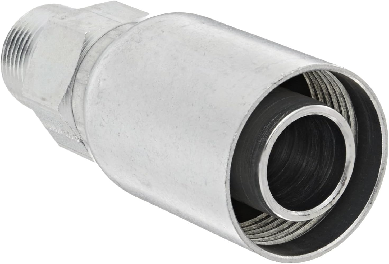 EATON Weatherhead Coll-O-Crimp 06U-108 Male Pipe Rigid Fitting, Low Carbon Steel, 3/8" Hose ID, 1/2" NPT Male