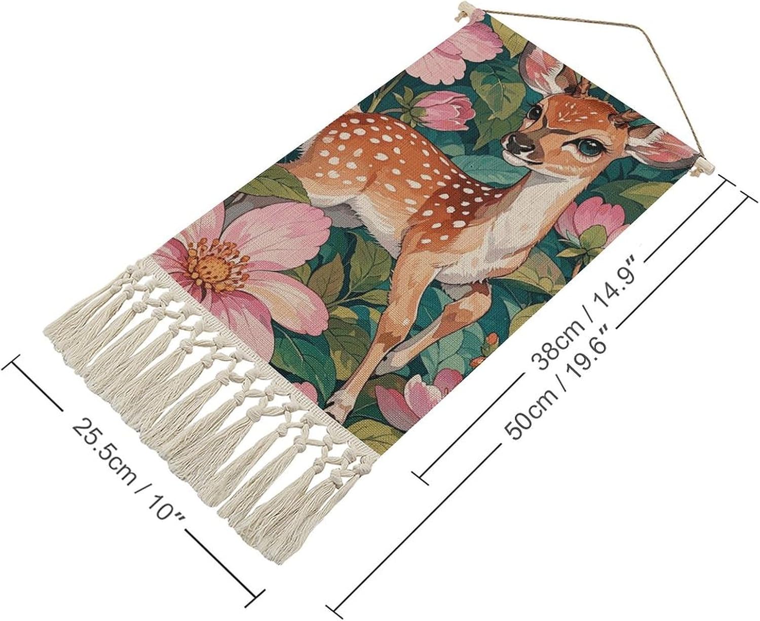 Fawn Forest Life Theme Vintage Vertical Tapestry Wall Hanging Decor image 2