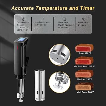 NKBIRD WIFI Sous Vide Cooker ISV-100W, 1000 Watts Fast-Heating W/Free APP | Sous Vide Machine Immersion Circulator w/ 14 Free Preset Recipes , Thermal Immersion w/ Smart Timer, Calibration Function