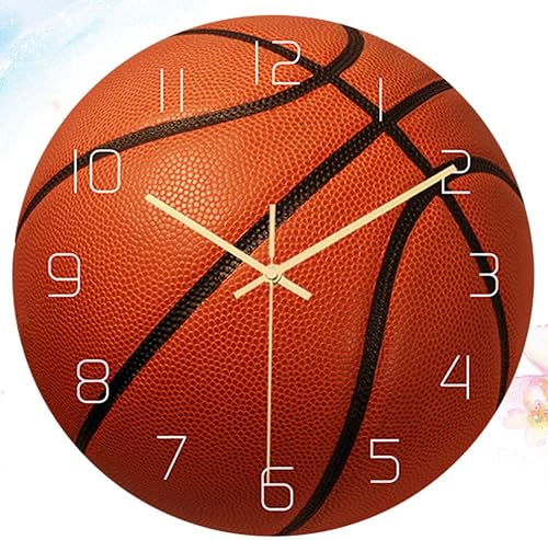 Miniatura 6 de Garneck Reloj de pared deportivo para baloncesto, silencioso, decorativo, silencioso, para sala de estar, dormitorio, habitación de los niños