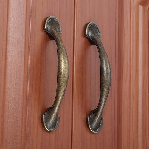 Miniatura 5 de dophee 4 tiradores de gabinete de bronce antiguo, tiradores de arco para armario de cocina, pomos de cajón, armario, armario, aparador, muebles con